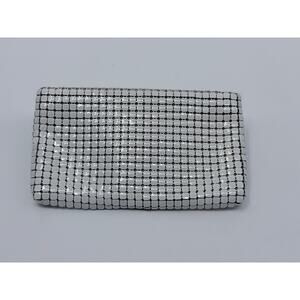 Vintage Whiting & Davis White Metal Mesh Clutch Evening Bag Purse Heart